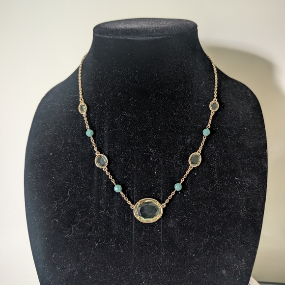 Vintage Carolee Gold and Green Necklace - Picture 3 of 12